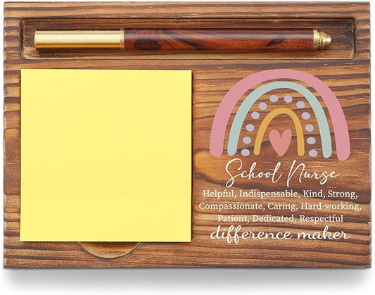 School Nurse Sticky Note Holder, Inspirational Nurse Appreciation Gift Office Desk Organizer, Thank You Gift for School Nurses Desk Accessory TZP134