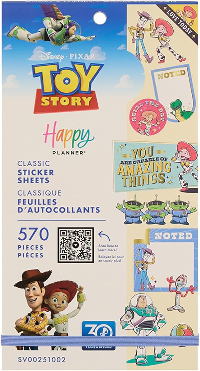 Happy Planner Disney 30-Sheet Easy-Peel Sticker Pack for Calendars and Journals, Woody and Friends