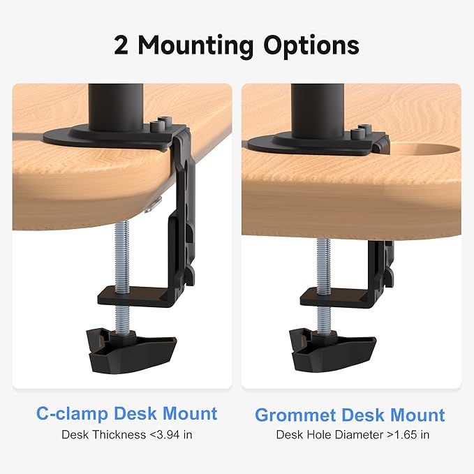 Pholiten Dual Monitor Stand, Heavy Duty Adjustable Monitor Arm Desk Mount for 2 Screens up to 32 Inches, Tilt, Swivel, Rotate, Supports Tilt, Swivel, Rotate, Supports 22 lbs per Monitor Arm