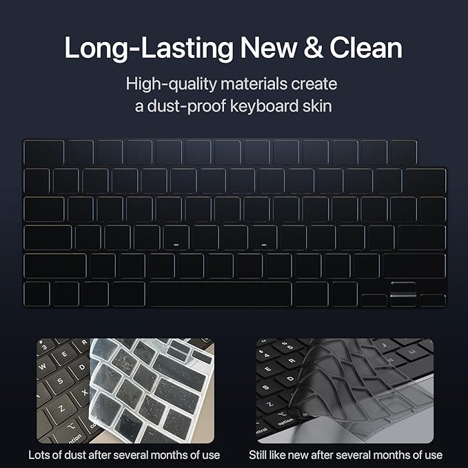 Premium Keyboard Cover Protector, Ultra Thin Keyboard Skin for 2025 2024 2023 2022 2021 M5/M4/M3/M2/M1 Pro/Max MacBook Pro 14/16, M4-M2 MacBook Air 13/15, US ANSI Layout