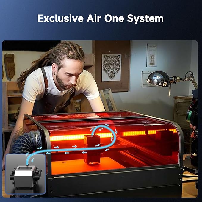 Creality Laser Engraver Enclosed, Falcon2 Pro 60W Output Laser Engraving Machine, 25000mm/min Speed Laser Cutter with Air Assist, Auto Fan, Camera Positioning for Wood and Metal