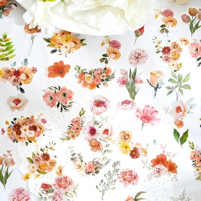 600 Pcs Natural Botanical Flower Stickers, Wildflower Stickers for Scrapbooking Junk Journal Notebook Diary Planner Letter Envelope Water Bottle Phone Case Craft Decoration (Set of 6)