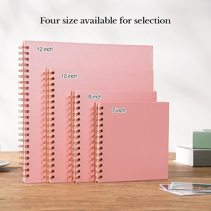 potricher 10 x 10 Inch DIY Scrapbook Album 40 Pages Hardcover Kraft Paper Scrap Book Photo Albums Memory Book for Wedding and Anniversary Family (Pink, 10 Inch)
