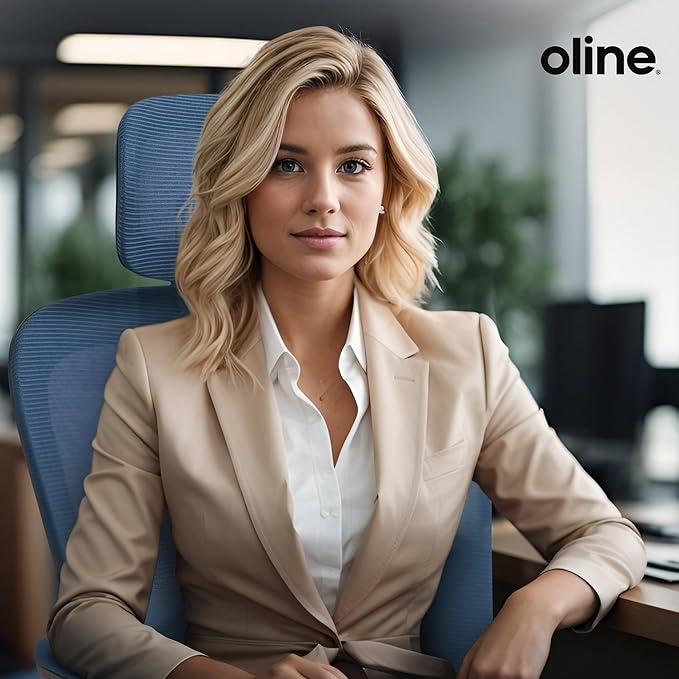 Oline ErgoAir Ergonomic Office Chair – Adjustable Lumbar Support, Flip-Up Armrests, Mesh Computer Desk Chair, Swivel Rolling Executive Gaming Chair for Home & Office (Navy Blue)