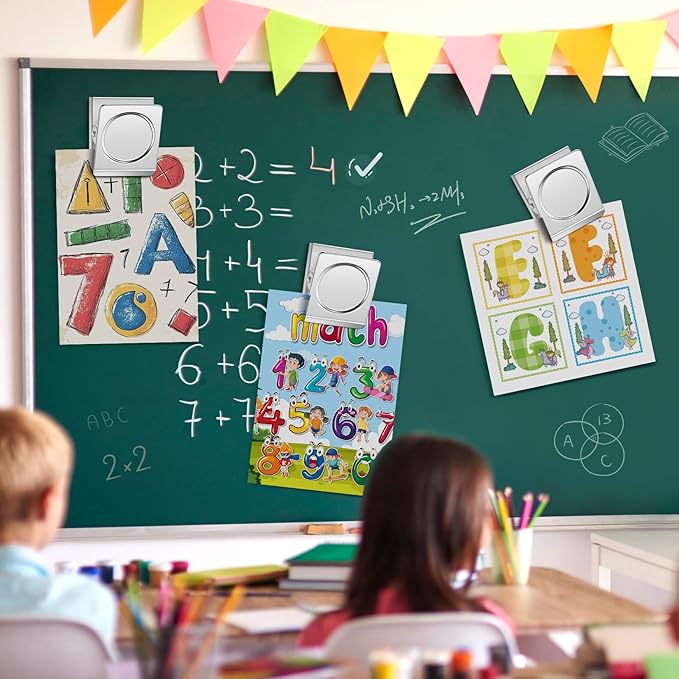 FINDMAG 8 Pack Clip Magnets Extra Large Magnetic Clips, Fridge Magnet Clips, Clip Magnets Great for Home, Office, Whiteboard, Kitchen, Classroom - 2.2 Inch (Silver)