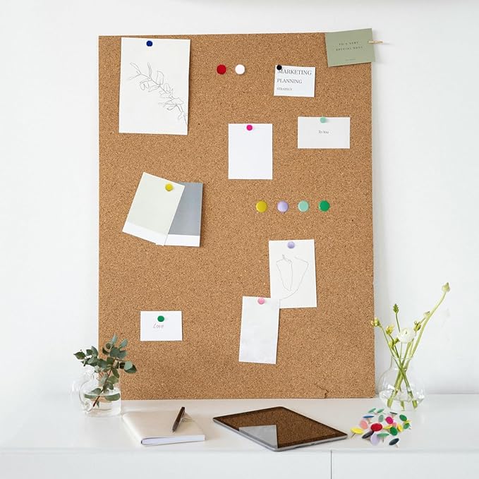 300 PCS Colors Thumb, Tacks Plastic Round Head Thumbtack, Colors Plastic Roundness Push Pins, Roundness Head Thumbtack for Map, Office, Photo Wall, Cork Board