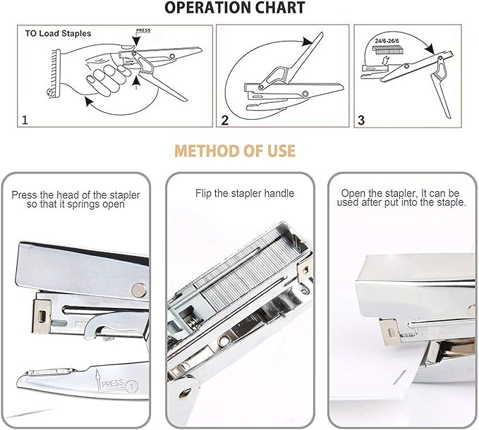 ONDY Plier Stapler Heavy Duty Office Hand Held 20-Sheet Papers Stapling Machine With 1000 Staples and Remover Tool, Silver