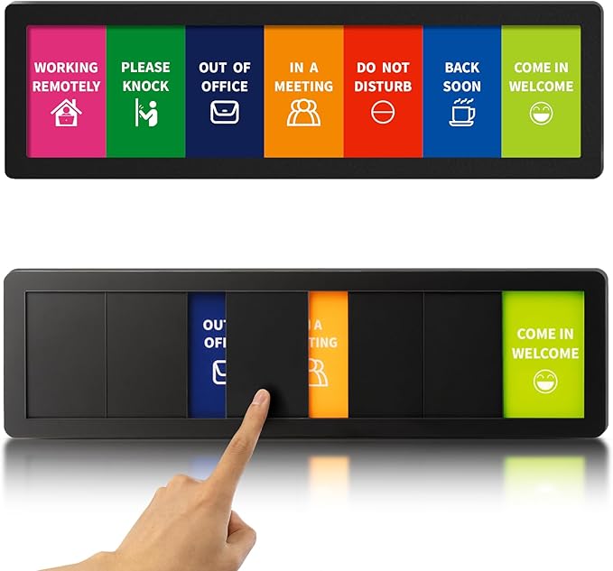 Office Door Signs,7 Options-Do Not Disturb, Out of Office, In a Meeting, Working Remotely,Please Knock, Back Soon, Come in Welcome Privacy Door Signs Available and Away for Conference Room & Meeting