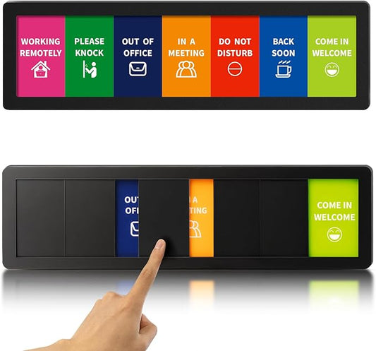 Office Door Signs,7 Options-Do Not Disturb, Out of Office, In a Meeting, Working Remotely,Please Knock, Back Soon, Come in Welcome Privacy Door Signs Available and Away for Conference Room & Meeting