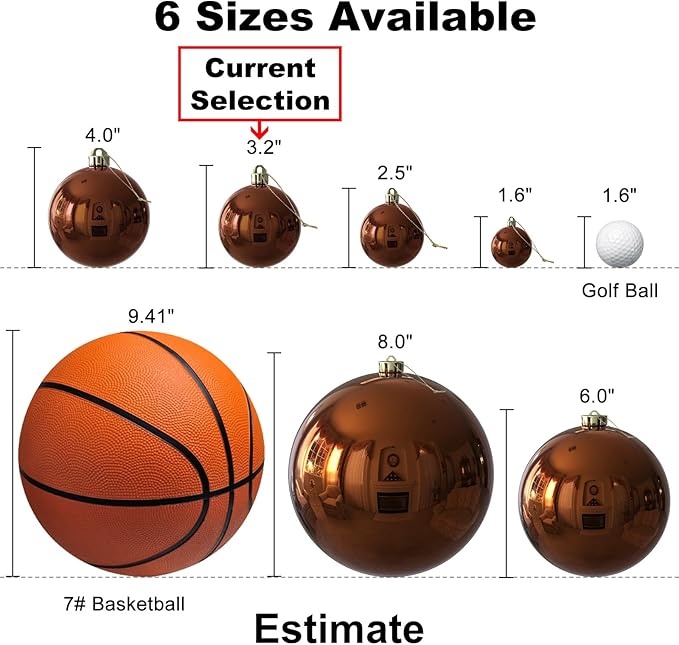 Bronze 3.2" Large Christmas Balls - Christmas Tree Decoration Ornaments Shatterproof Hanging Balls for Birthday Halloween Holiday Wedding Decorations Set of 10pcs