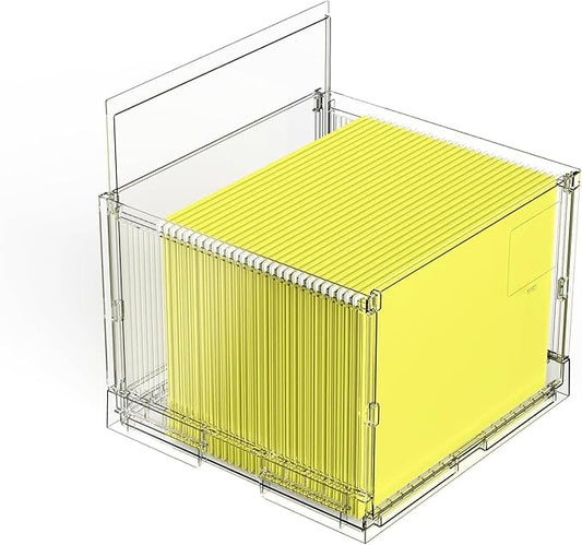 MUKAI File Box Organizer, Hanging Folder Storage Boxes, File Folder Organizer with Slide, Filing Crate Bin Holder with Letter-size File Holder Filing Box for Office, Home, Decor (1)