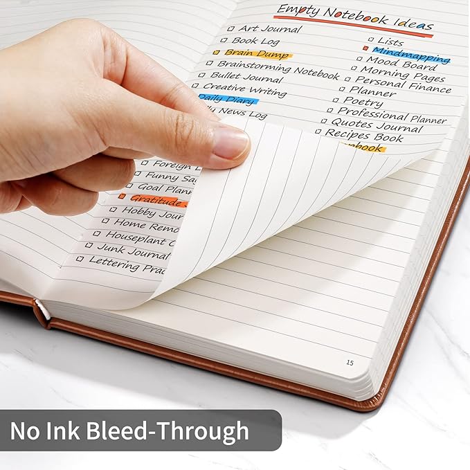 Annecy Lined Journal Notebook, Hardcover Leather Journal for Women & Men, 160 Numbered Pages, Medium 5.5" x 8.25", 100 GSM Thick Paper, Brown