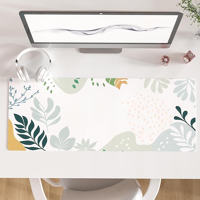 olorful Star Abstract Boho Large Mouse Pad, Waterproof Green White Desk Mat, Double Sided Computer Gaming Mouse Pad, XL Full Desk Mousepad Non Slip Writing Pad for School Office Home 31.5" x 11.8"