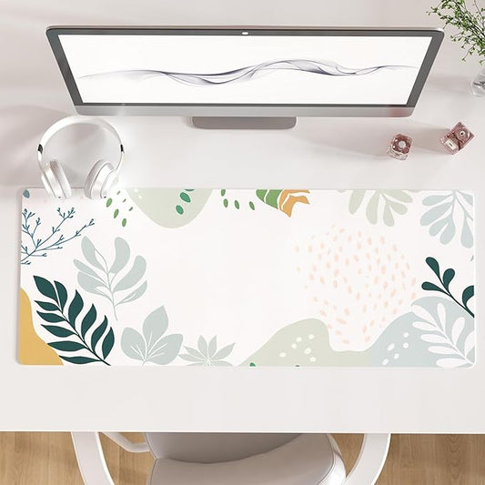olorful Star Abstract Boho Large Mouse Pad, Waterproof Green White Desk Mat, Double Sided Computer Gaming Mouse Pad, XL Full Desk Mousepad Non Slip Writing Pad for School Office Home 31.5" x 11.8"