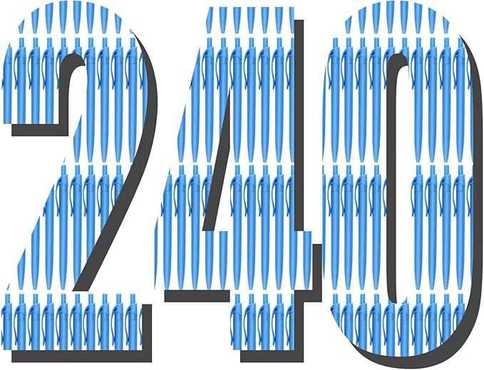 Aozora Pens Bulk 240 Pack Blue Click Pens No Bleed Wholesale Retractable Ballpoint Pens Medium Point,Smooth Ink Pens for Journaling School Office Supplies 1.0MM Blue Ink