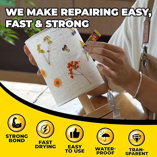 Super Glue Gel 6x3g CA Glue, Clear Cyanoacrylate Adhesive Single Use for Shoe Sole Repair Ceramic Plastic Model Metal Wood Aquarium Leather Pottery Glass, Food Safe Strong and Instant Bonding