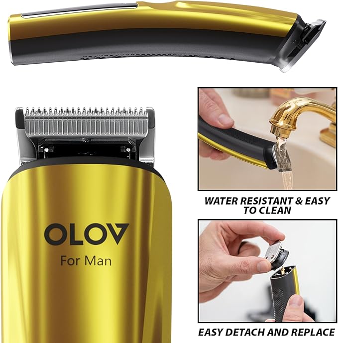 Beard Trimmer, 21 Piece Mens Grooming Kit and Hair Clipper, Cordless Rechargeable Electric Razor for Beard, Face, Nose, Hair Trimmer, Gold