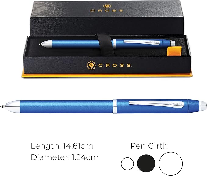 Cross Tech3+ Refillable Tech3+ Presented in a Premium Gift Box - Medium Point, Black Ink, Blue