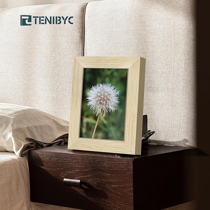 5x7 Picture Frames Set - 3 Pack - Natural Oak Wood - Tempered Glass - for Wall Photos, Family Memories, Posters & Puzzles, Home Decor