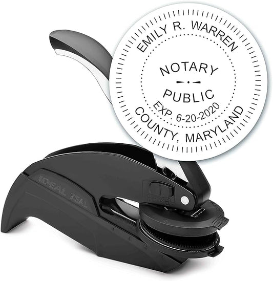 MaxMark Notary Seal Round Embosser for Maryland State - Includes Gold Burst Seal Labels (50 Count)