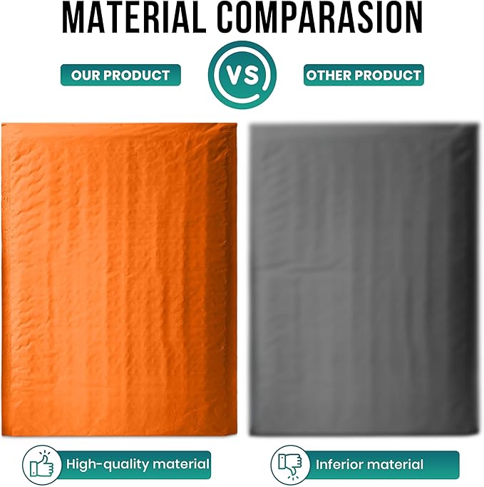 Levex - #000 4" x 8" [5 Pack] Orange Poly Bubble Mailers, Padded Envelope Mailers, Packing Envelope & Mailing Bags for Shipping