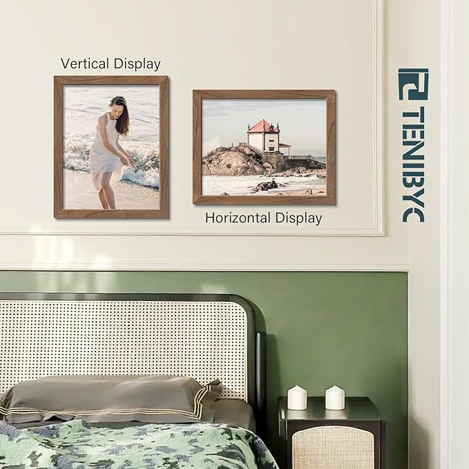 11x14 Walnut Picture Frame 3 Pack with HD Glass - Natural Brown, Solid Wood Poster Frame, Wall Gallery Frame