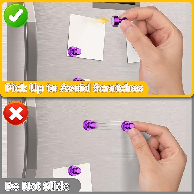 VNDUEEY 16 Pack Purple Fridge Magnets, Refrigerator Magnets Strong Whiteboard Magnet, Small Magnet for Fridge, Magnetic Push Pins for Home, Office, School, Locker, Adult