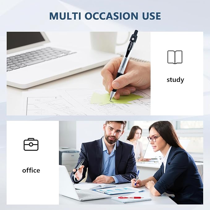 Gel Pens 0.5mm - Red Ink, Quick-Drying, Comfort Grip Writing for School, Office, Exams - Gift Set for Students, Fine Point Ballpoint Pens 6-Pack