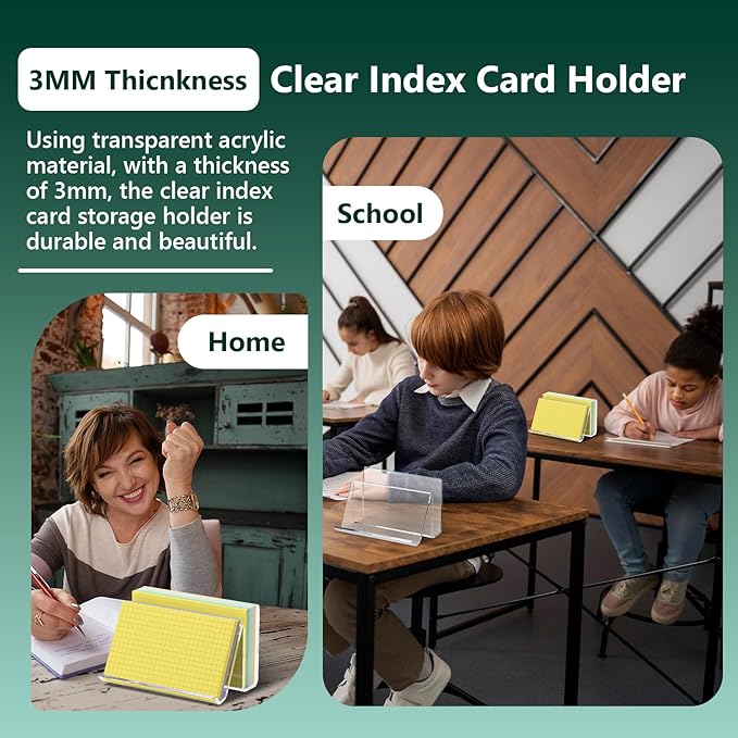 2 Pack Index Card Display Stand 4x6 Index Card Storage Box Flash Card Holder Acrylic Postcard Display Rack Notecard Organizer Business Card Stand for Desk Home Office(Transparent No Card)