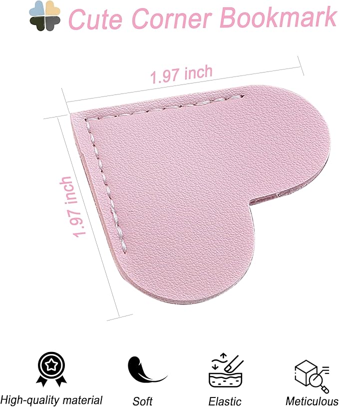 9 PCS Leather Bookmarks for Women with Heart Shape, Cute Corner Bookmark, Book Accessories for Reading Lovers, Book Markers for Women, Bookmarks for Book Lovers by HNQCPCVU (9PCS Heart - Color 3)