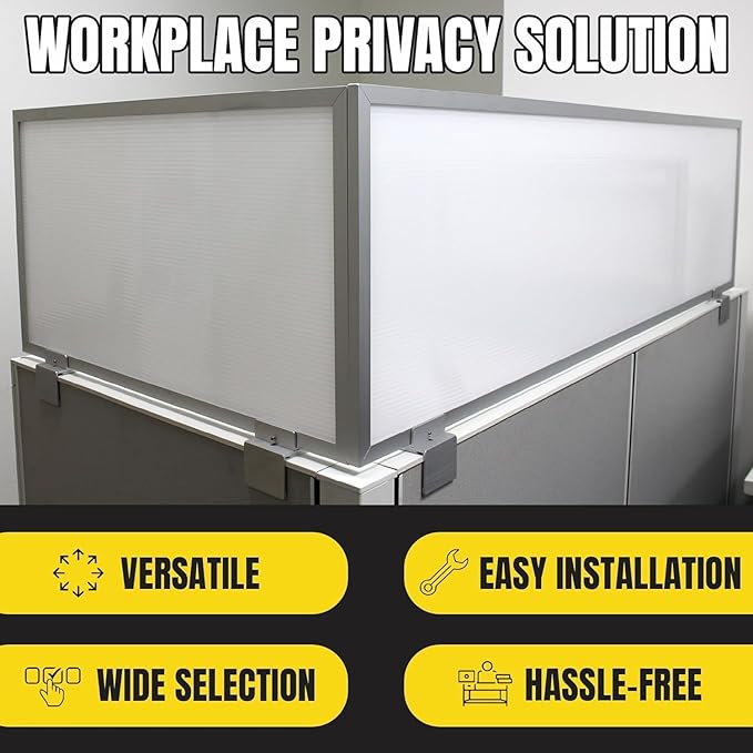 OBEX Privacy Screen & Office Panel Extender for Office Cubicles, Polycarbonate Desk Privacy Panel & Divider for Office Cubicle, 24" x 48", White