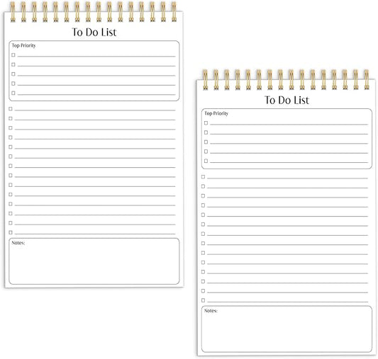 Better Office Products To Do List Mini Notepads, 5.5" x 8.5", Planning Note Pads, 50 Sheets Per Pad, Double Wire Spiral, Daily Agenda Productivity Checklist Organizer (2 Pack)