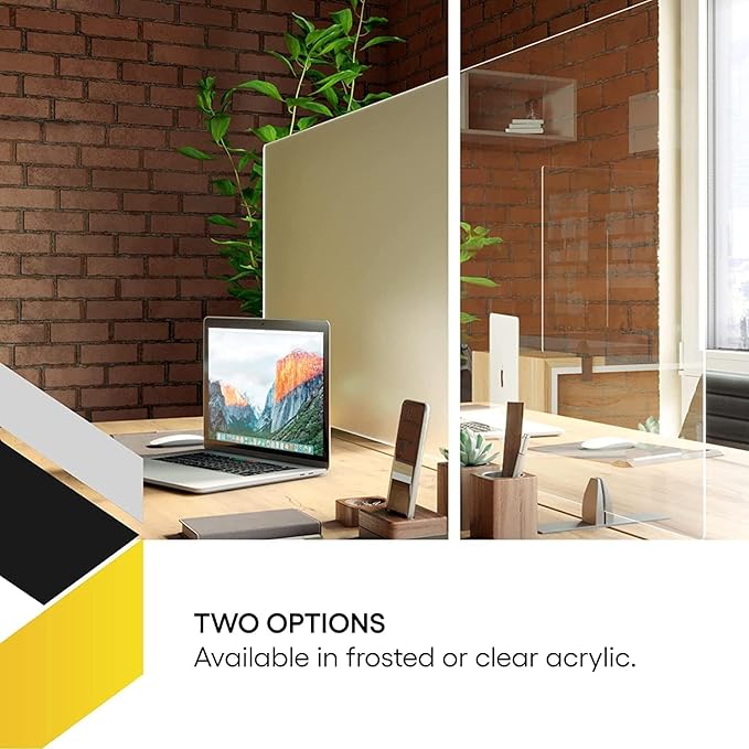 OBEX Acrylic Free Standing Screen, Divider for Desk Privacy Home & Office Partitions for Table Top Workstation, Portable Cubicle Panel for Work, 24" x 48", Clear