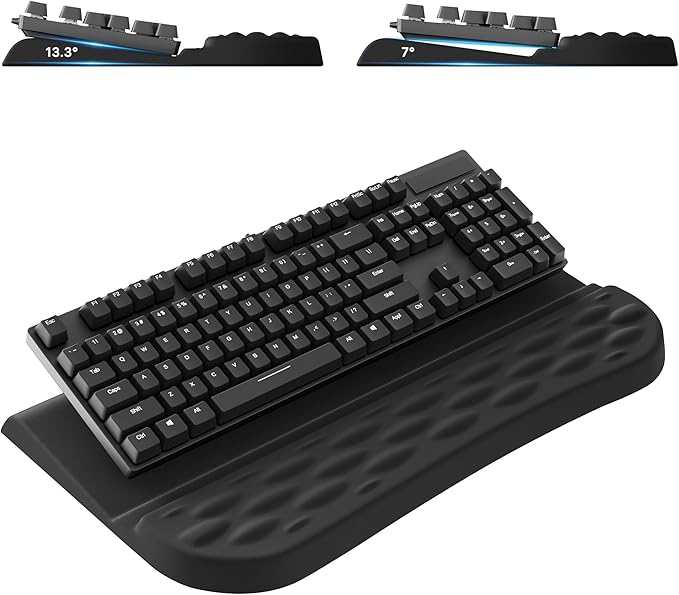 Computer Keyboard Wrist Rest for Desktop, 2 Angle Adjustment Ergonomic Keyboard Riser Holder Stand with Wrist Support for Office, Home, Desk