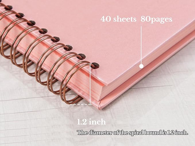 potricher 12 x 12 Inch Large Inch DIY Scrapbook Photo Album 80 Pages Thick Kraft Blank Pink Paper Memory Book for Wedding and Anniversary Family (Pink, 12 Inch)