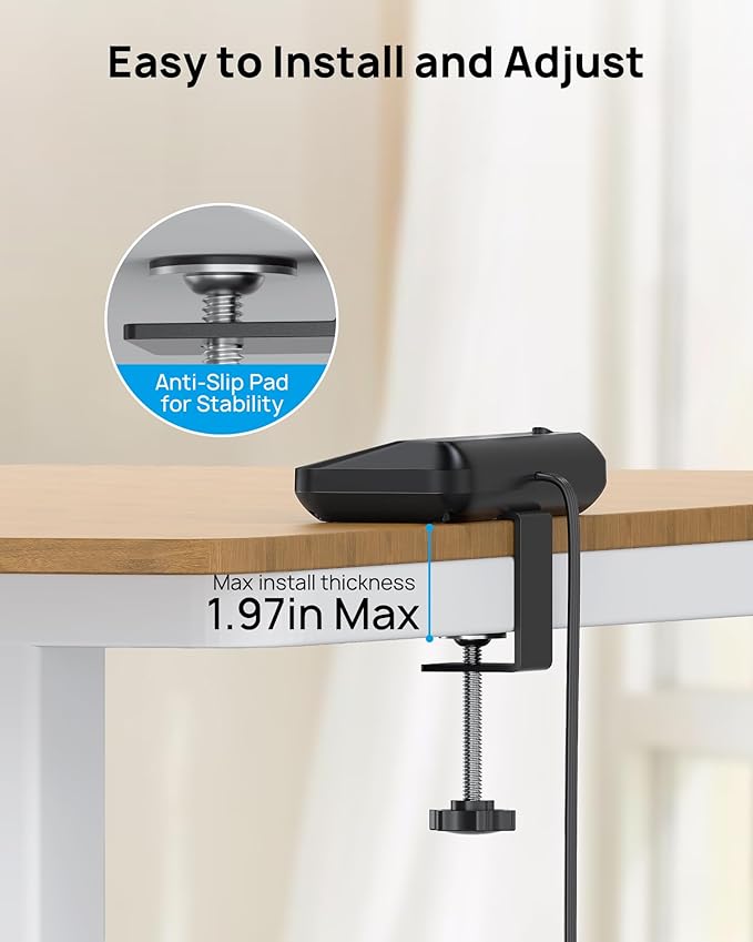 TROND 20W USB C Desk Clamp Power Strip - 1700J Surge Protector with 7 Outlets, Desktop Edge Mount Extension Cord, Fit 1.97" Tabletop, 6FT Flat Plug for Teacher Must Haves, Office, ETL List, Black