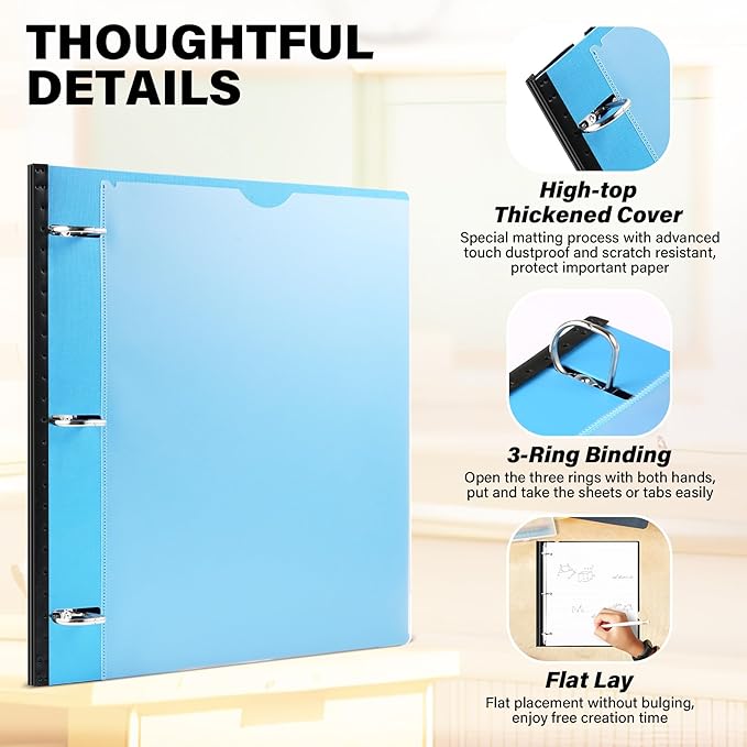 1 Inch Telescoping 3 Ring Binder-4PCS, Flexible Binder with Customized Front Cover, Holds 225 Sheets, School Office Supplies, 4 Colors