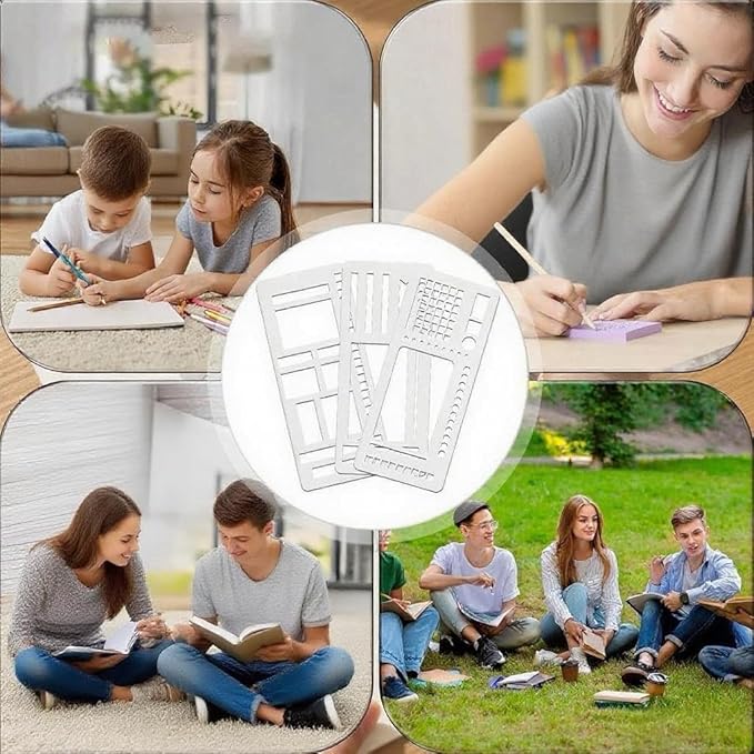 Reusable Flexible Record Template Stencils for Dot Grid Journals, Daily Planning, Journaling, Checklists, Lines, Boxes, Handmade Planner (C)