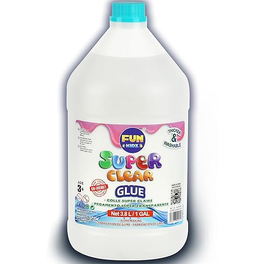 Super Clear Glue 1 Gallon, FunKidz All Purposes School Home Projects Liquid Glue Great for Slime Making Supplies Washable Non-Toxic Use for Arts & Crafts Wood Paper Cardboard