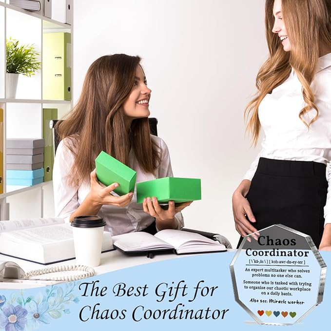 Thank You Gifts for Chaos Coordinator Birthday Gifts Office Staff Appreciation Gifts for Boss Lady Coworker Manager Coach Nurse Mom Wedding Planner Secretary Teacher Acrylic Decorative Signs Plaques