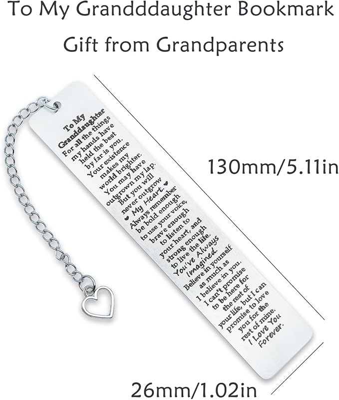 Granddaughter Gifts from Grandma Grandpa, to My Granddaughter Bookmark, 16th 18th 21st Birthday Gift for Granddaughter Birthday Christma 2025 Graduation Gifts for Granddaughter from Nana
