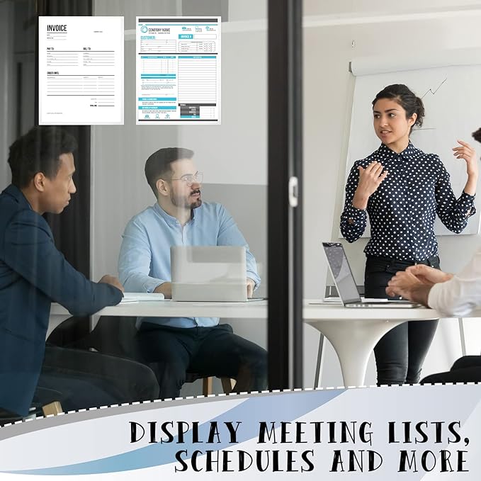 Gueevin 200 Pcs 8.5 x 11 Inch Self Adhesive Display Pockets Peel and Stick Clear Paper Sleeves Wall and Door Communication Clear Adhesive Sheet Protector Letter Size Plastic Sheet Protectors