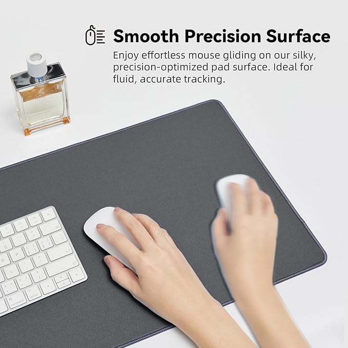 Waterproof Large Gaming Mouse Pad with Durable Stitched Edges, Non-Slip Rubber Base, Smooth Surface Mouse Mat Desk Pad for Home Office Gaming, 27.5"x11.8"x0.08", Dark Gray