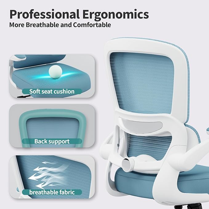 TRALT Office Chair - Ergonomic Desk Chair with Adjustable Lumbar Support, Mesh Computer Chair, Executive Chairs for Home Office Comfortable Lumbar Support,Sky Blue