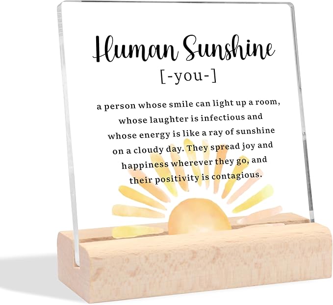 Thank You Gifts for Women Men, Appreciation Gifts for Teacher Coworkers Nurse Doctor Friends Motivational Gifts for Women Mom Daughter, Human Sunshine Clear Desk Decorative Sign