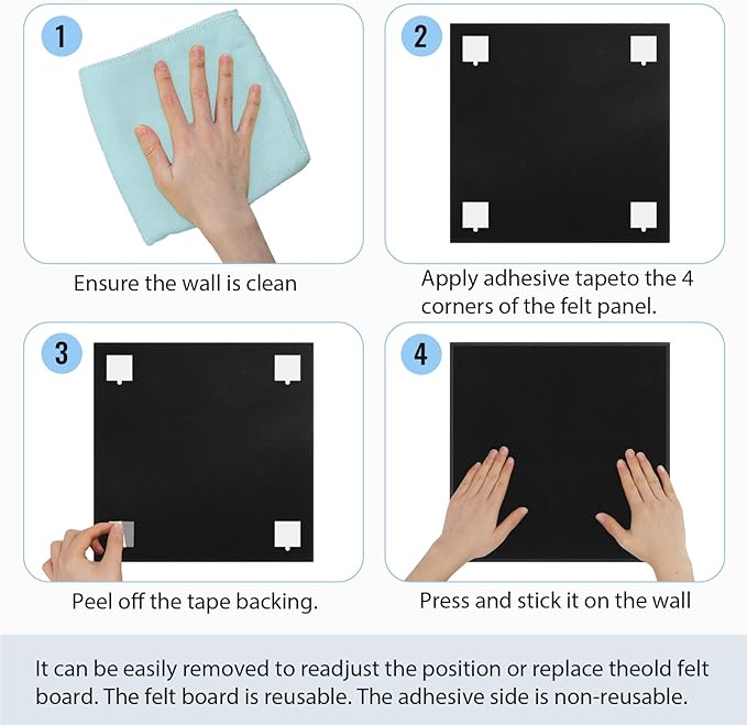 Smarpau Large Cork Board 48"x36", Bulletin Board for Walls, 12 Pack Pin Board Felt Corkboards with 35 Pushpins 50 Removable Security Stickers, Cork Boards for Office Home Decor