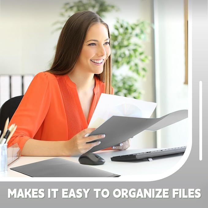 Henoyso 36 Pcs Plastic Folders with Clear Front Pockets Heavy Duty File Folders with 2 Pockets and Card Slot for Student Communication School Office Presentation Report (Dark Gray)