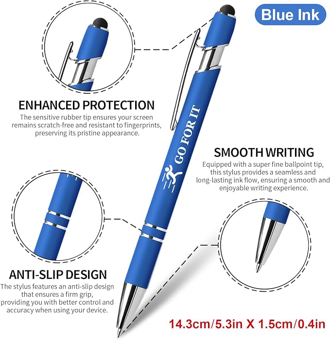 Inspiring Pen Set - 12 Inspirational Quote Ballpoint Pens with 12 Refills, Blue Ink - Motivational Gifts for Office & School | Encouragement Gifts for Men & Women, Blue