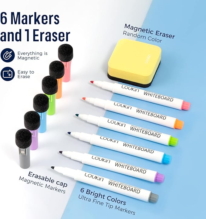 Loukin 17"x11.8" Weekly Dry Erase Calendar 2 Pack, Electrostatic Adsorption Whiteboard Planner, Reusable Schedule Organizer for Office, Classroom, Refrigerator, 6 Markers & 1 Eraser Included