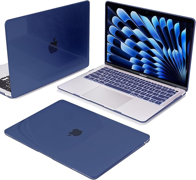Compatible with 2022 2021-2016 Release MacBook Pro 13 inch Case M2 M1 Chip A2338 A2289 A2251 A1706 A1989 A2159, Crystal Plastic Hard Shell Case Keyboard Skin Screen Film Dust Plug, Navy Blue